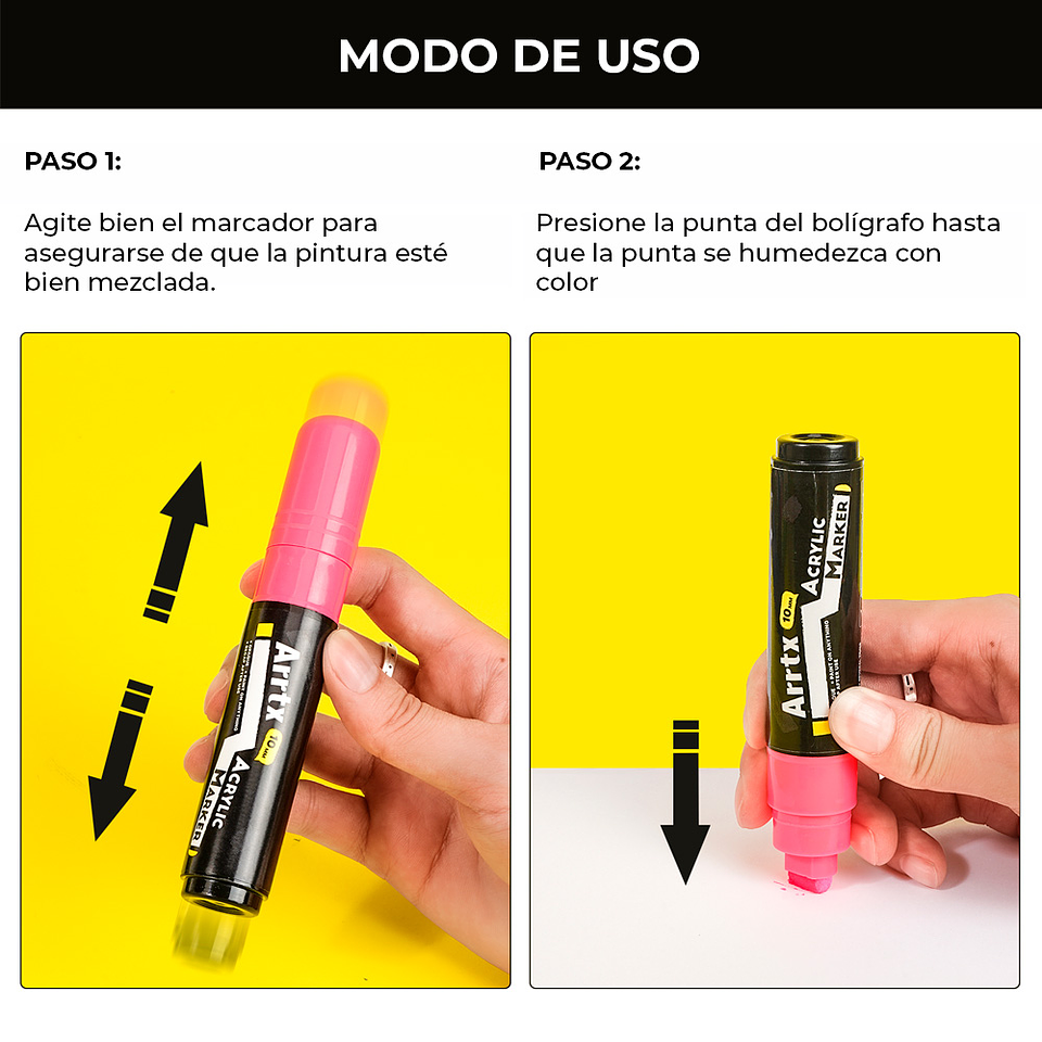 ARRTX 12 MARCADORES ACRÍLICOS JUMBO (PUNTAS ANCHAS DE 10 MM) 2