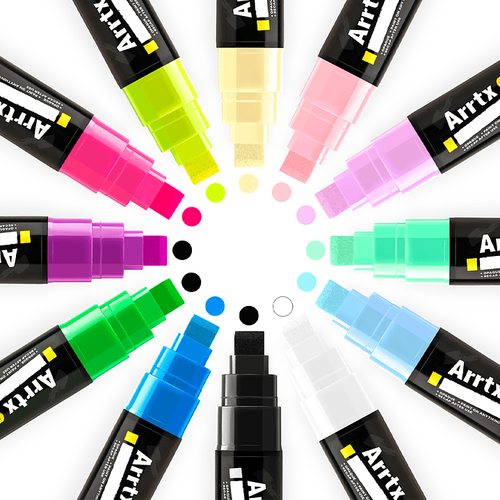 ARRTX 12 MARCADORES ACRÍLICOS JUMBO (PUNTAS ANCHAS DE 10 MM) 6