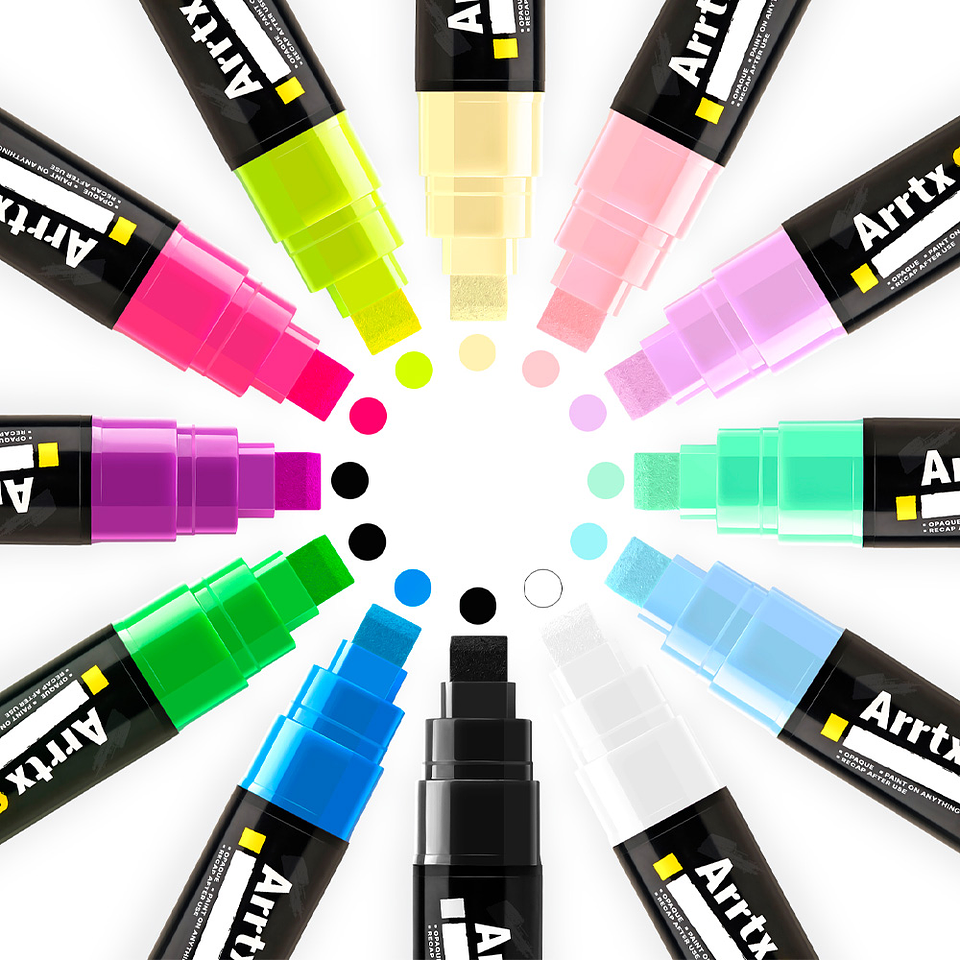 ARRTX 12 MARCADORES ACRÍLICOS JUMBO (PUNTAS ANCHAS DE 10 MM) 6