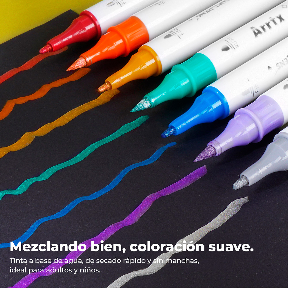 ARRTX 18 MARCADORES METÁLICOS DOBLE PUNTA PINCEL & FINA 6