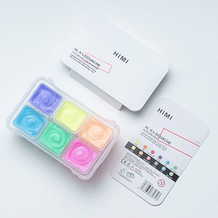 HIMI SET GOUACHE BRILLO EN LA OSCURIDAD 6 COLORES 23 ML