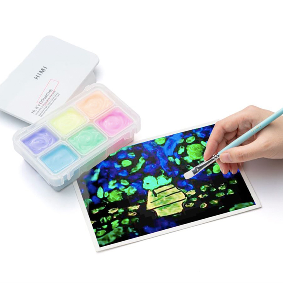 HIMI SET GOUACHE BRILLO EN LA OSCURIDAD 6 COLORES 23 ML 6