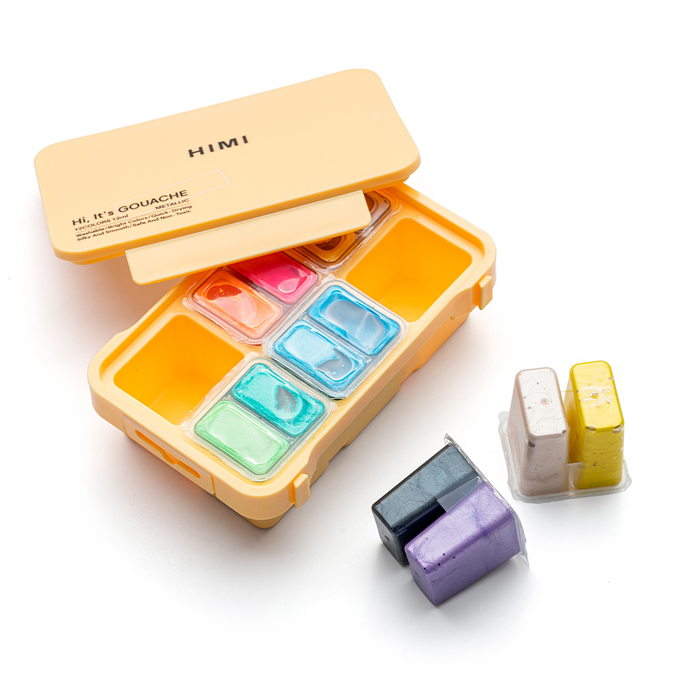 SET DE GOUACHE METALIZADA HIMI 12 COLORES 12 ML 2