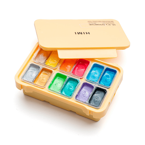 SET DE GOUACHE METALIZADA HIMI 12 COLORES 12 ML