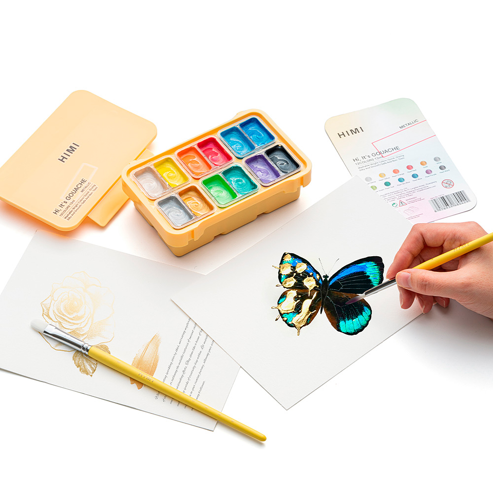 SET DE GOUACHE METALIZADA HIMI 12 COLORES 12 ML 6