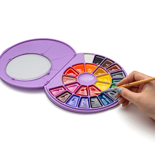 HIMI SET DE PINTURA SÓLIDA SEMI HUMEDAD 24 COLORES ( ESTUCHE MORADO)
