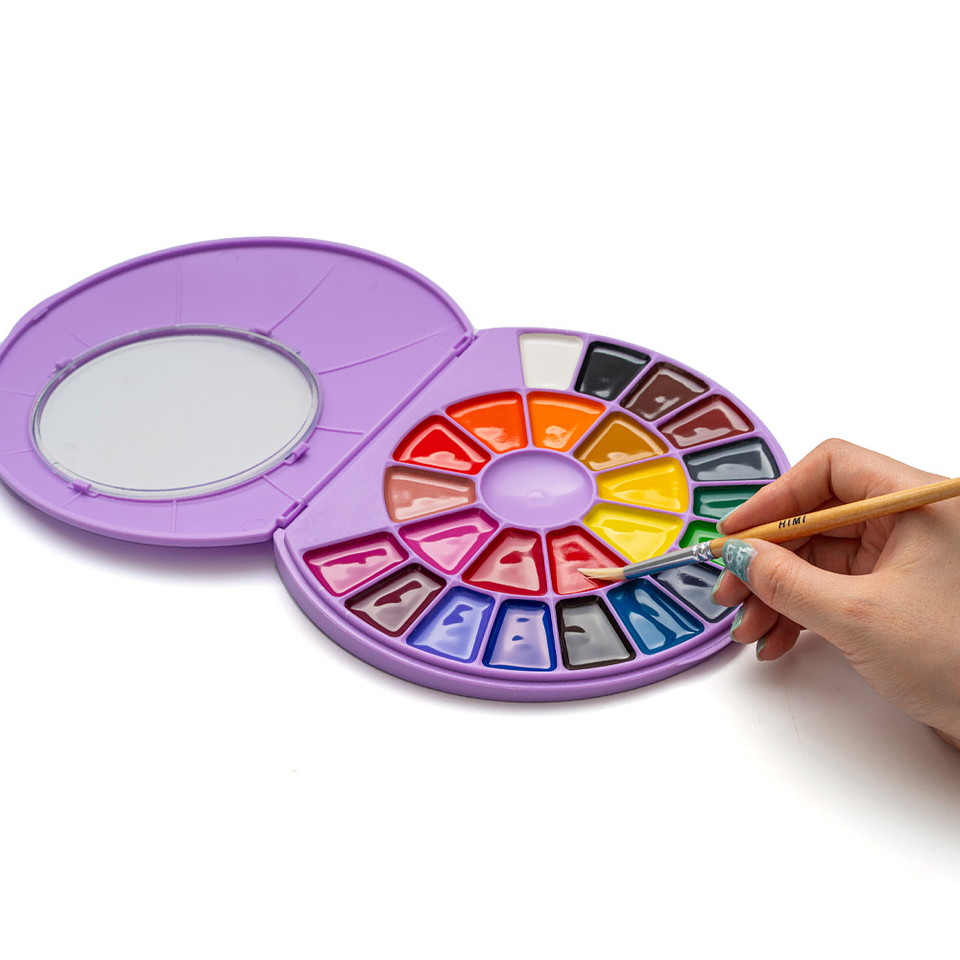 HIMI SET DE PINTURA SÓLIDA SEMI HUMEDAD 24 COLORES ( ESTUCHE MORADO) 1