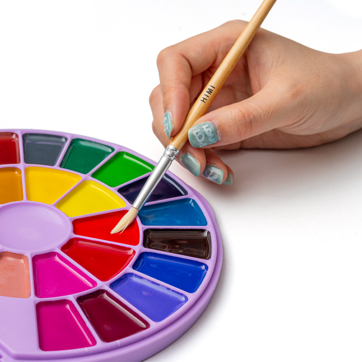 HIMI SET DE PINTURA SÓLIDA SEMI HUMEDAD 24 COLORES ( ESTUCHE MORADO) 3