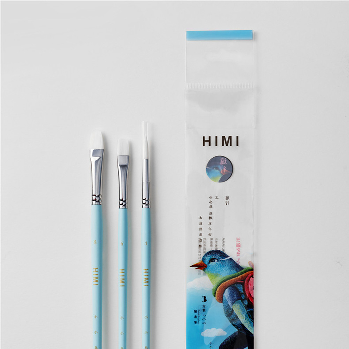 PINCELES PARA PINTAR HIMI PAJARITO  3 UNDS AZUL 1