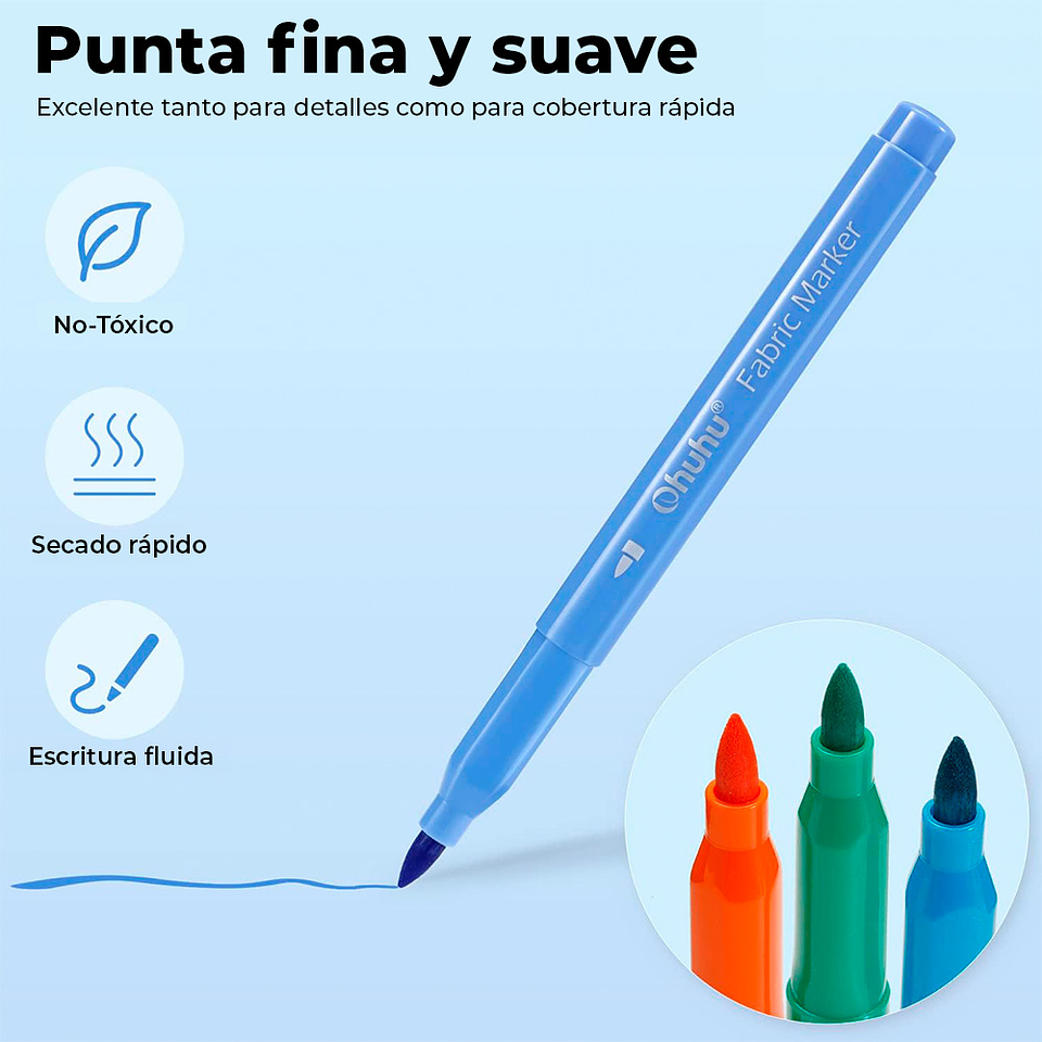 OHUHU 30 MARCADORES PERMANENTES PARA TELA 3