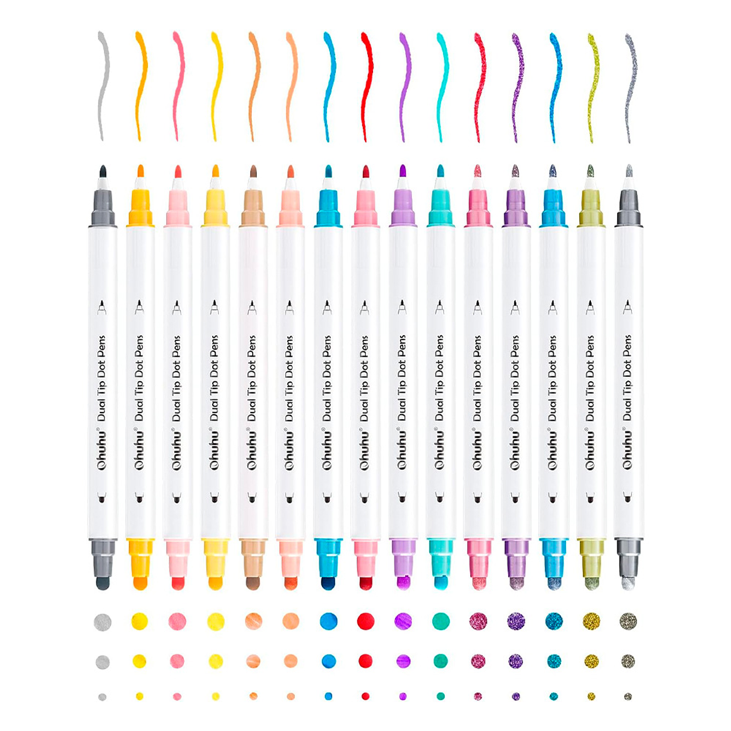 OHUHU MARCADORES DE PUNTOS Y PUNTA FINA 15 COLORES 1