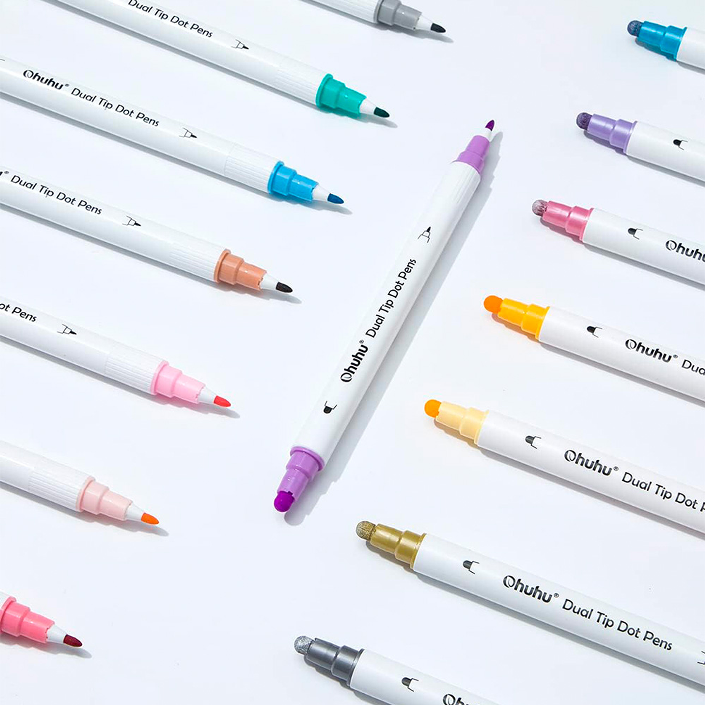 OHUHU MARCADORES DE PUNTOS Y PUNTA FINA 15 COLORES 4