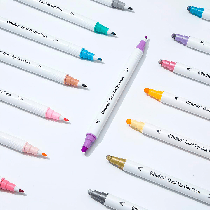 OHUHU MARCADORES DE PUNTOS Y PUNTA FINA 15 COLORES 4