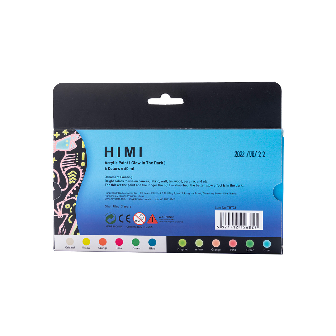 PINTURA ACRÍLICA HIMI QUE BRILLA EN LA OSCURIDAD 6 COLORES 60 ML 4