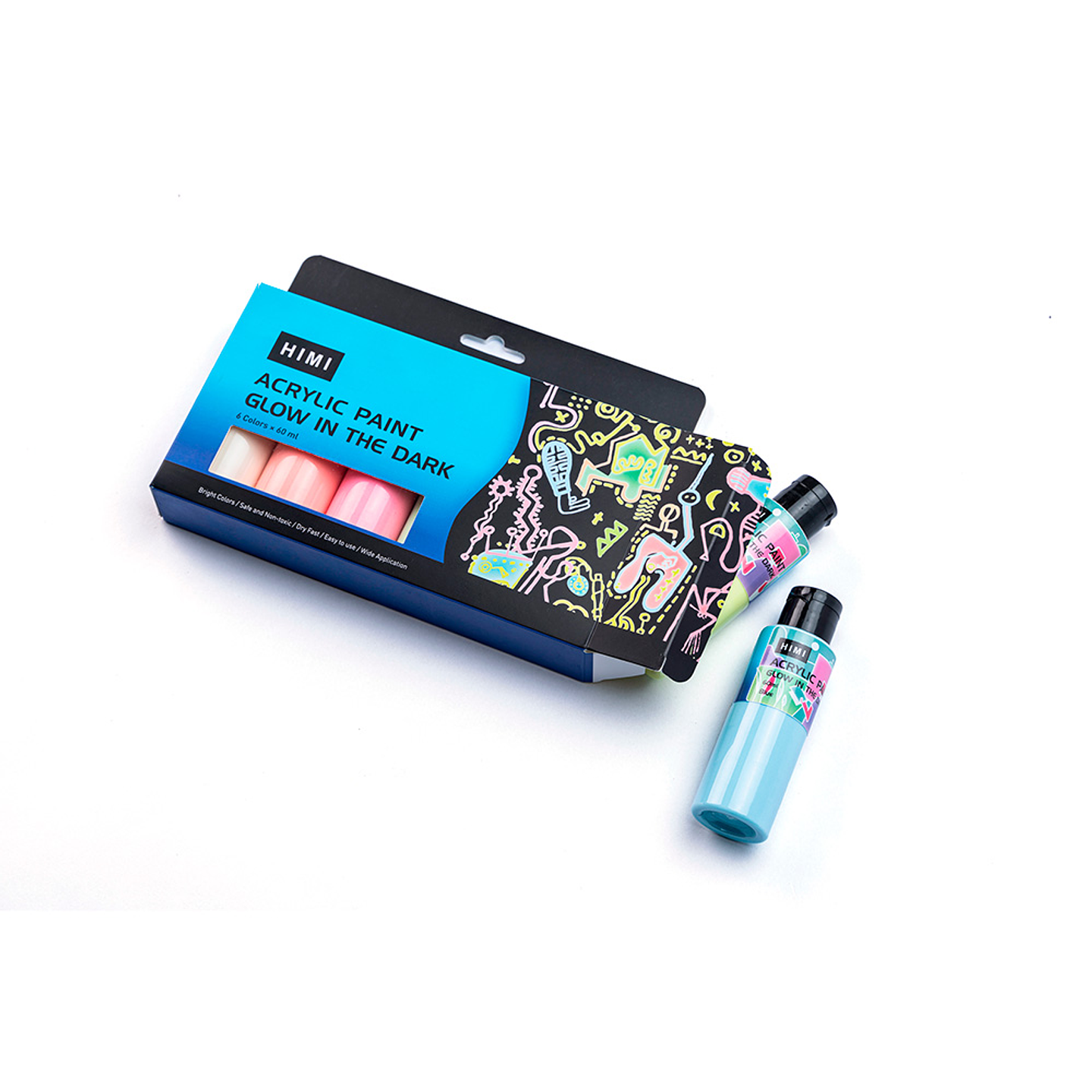 PINTURA ACRÍLICA HIMI QUE BRILLA EN LA OSCURIDAD 6 COLORES 60 ML 3
