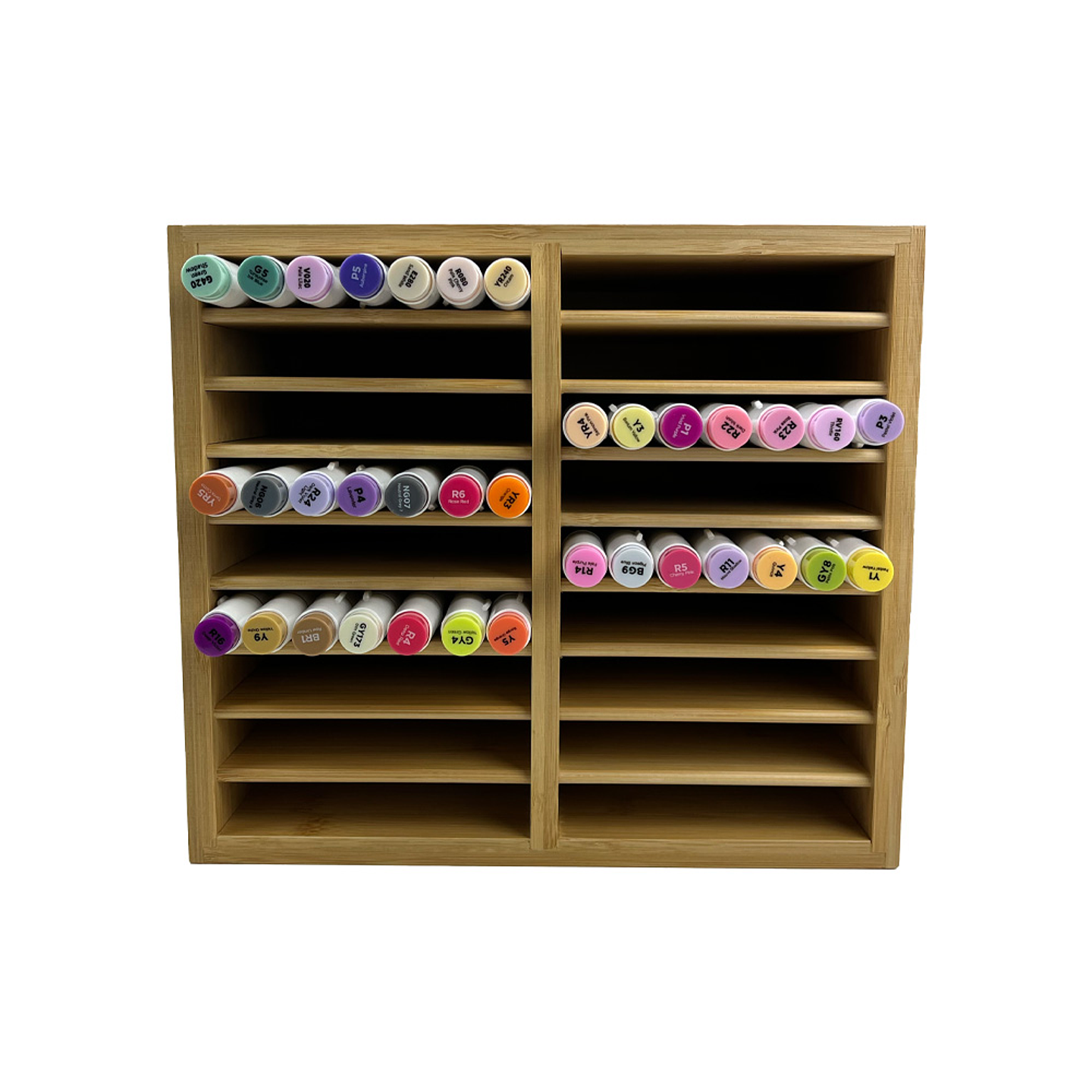 OHUHU ORGANIZADOR DE MARCADORES DE BAMBÚ PARA 126 UNIDADES  4