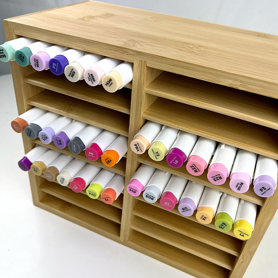 OHUHU ORGANIZADOR DE MARCADORES DE BAMBÚ PARA 126 UNIDADES  2