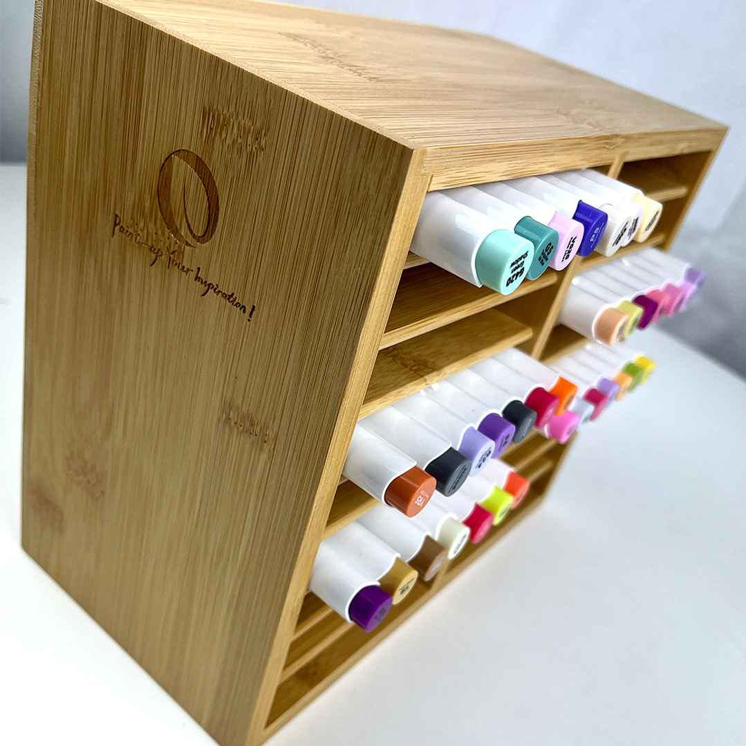 OHUHU ORGANIZADOR DE MARCADORES DE BAMBÚ PARA 126 UNIDADES  5