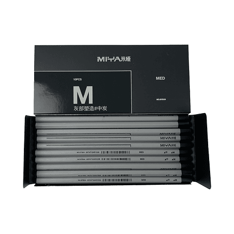 LÁPIZ DE CARBÓN MIYA SERIE M 10 UNDS MEDIO DURO