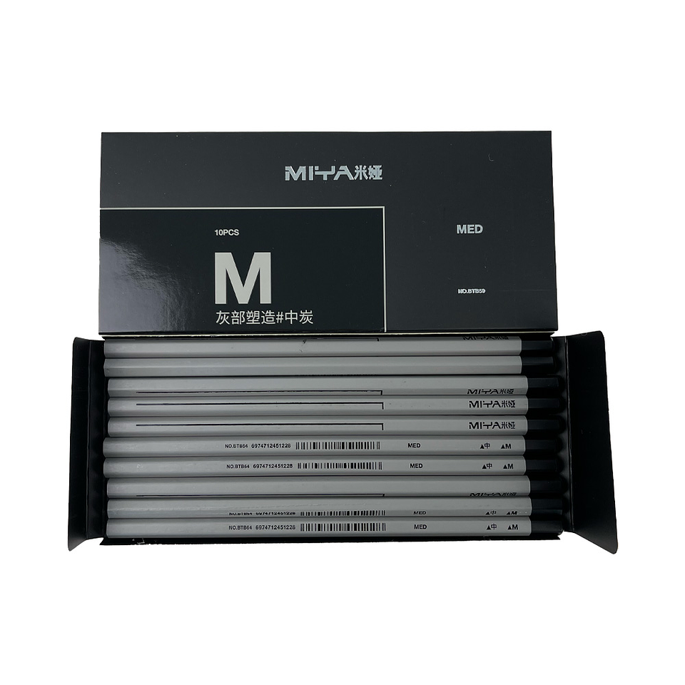 LÁPIZ DE CARBÓN MIYA SERIE M 10 UNDS MEDIO DURO 1