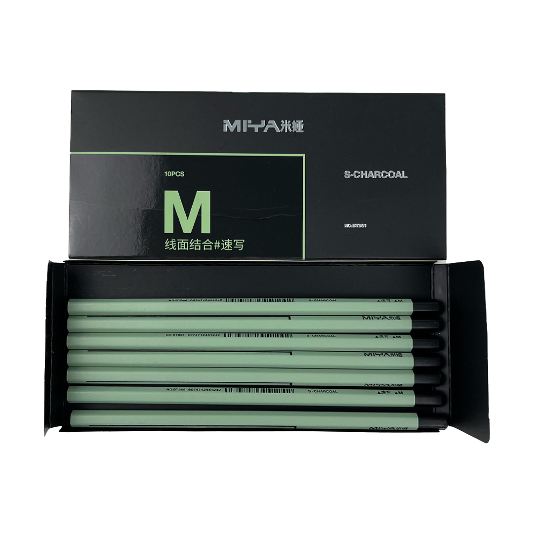 LÁPIZ DE CARBÓN MIYA SERIE M 10 UNDS PARA SKECTH 1