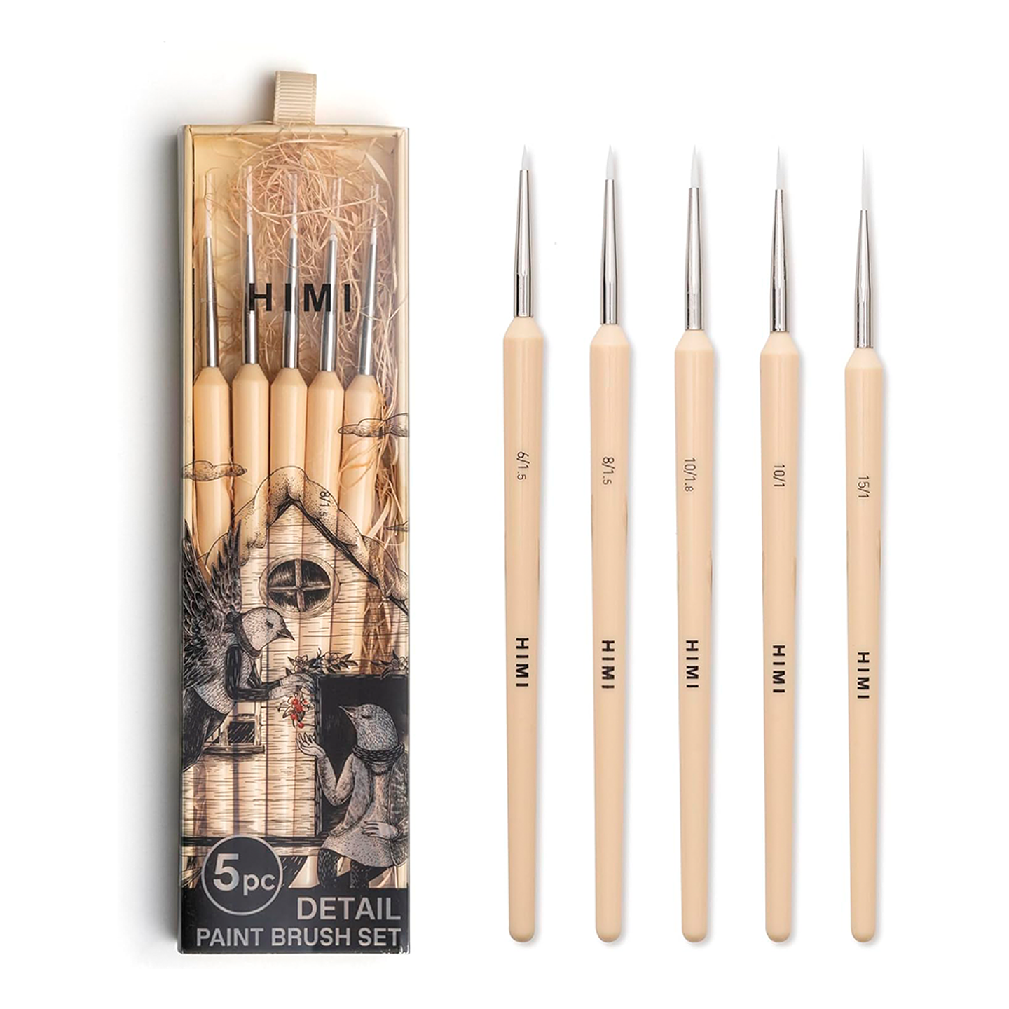 HIMI LITTLE BIRD SET DE 5 PINCELES ACUARELA AMARILLO  1