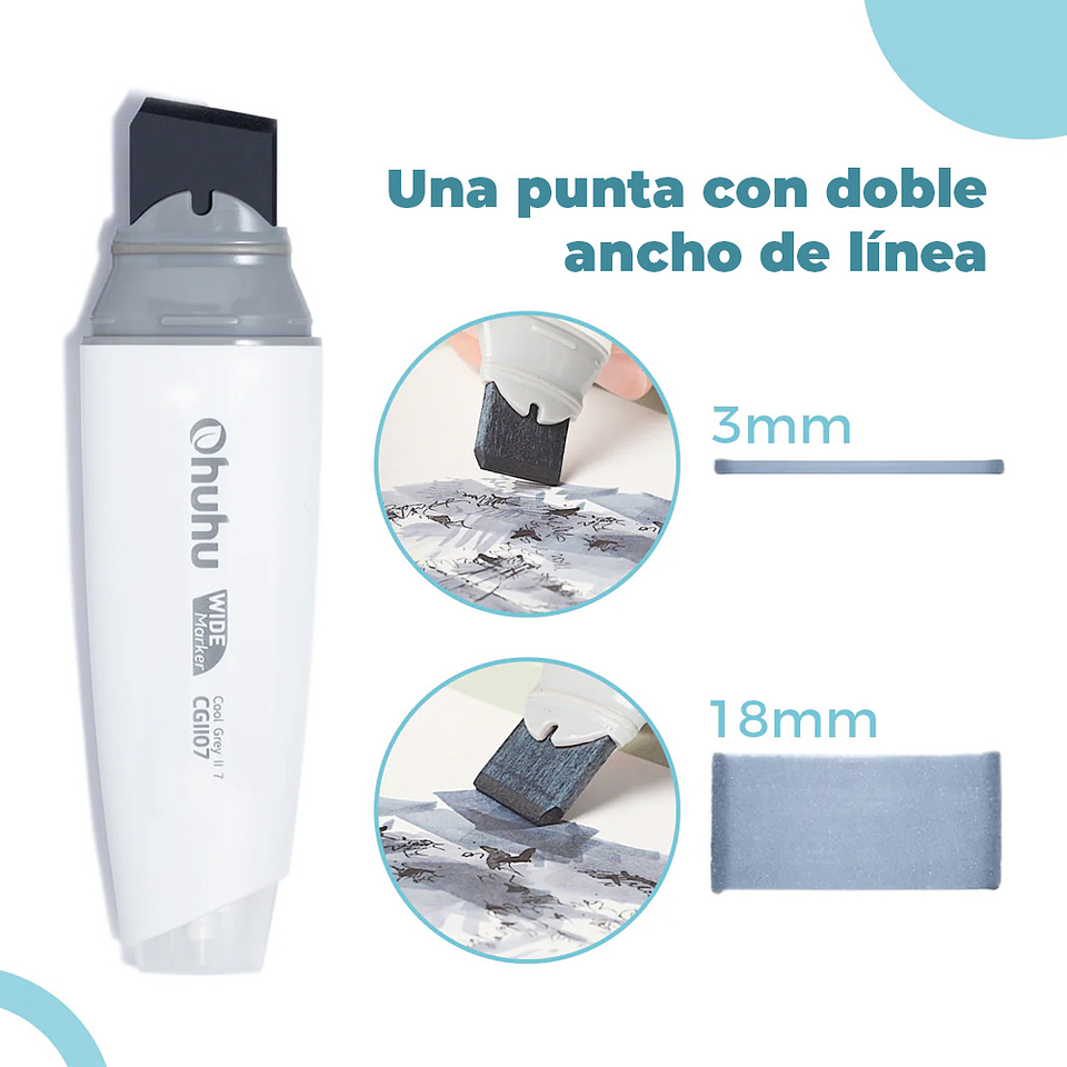 OHUHU 6 MARCADORES DE ALCOHOL PUNTA EXTRA ANCHA COLORES SKY GLASS SERIE MOLOKAI  1