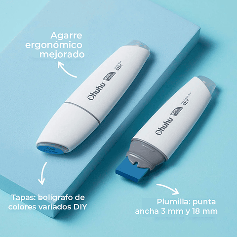 OHUHU 6 MARCADORES DE ALCOHOL PUNTA EXTRA ANCHA COLORES SKY GLASS SERIE MOLOKAI 