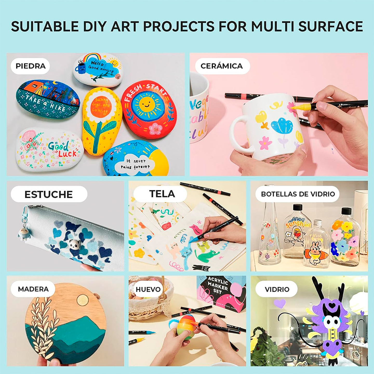 Arrtx Marcadores Acrílico de 64 C (Punta Pincel y Fina)  4