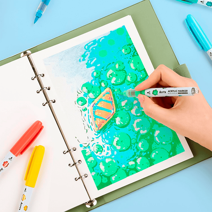 Arrtx Marcadores Acrílicos de 36 Colores (Punta Pincel) 7