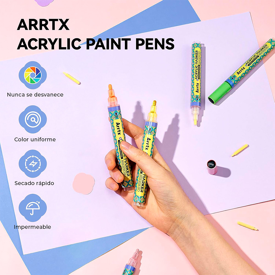 Arrtx Marcadores Acrílicos de 48 Colores (Punta Redonda)  3