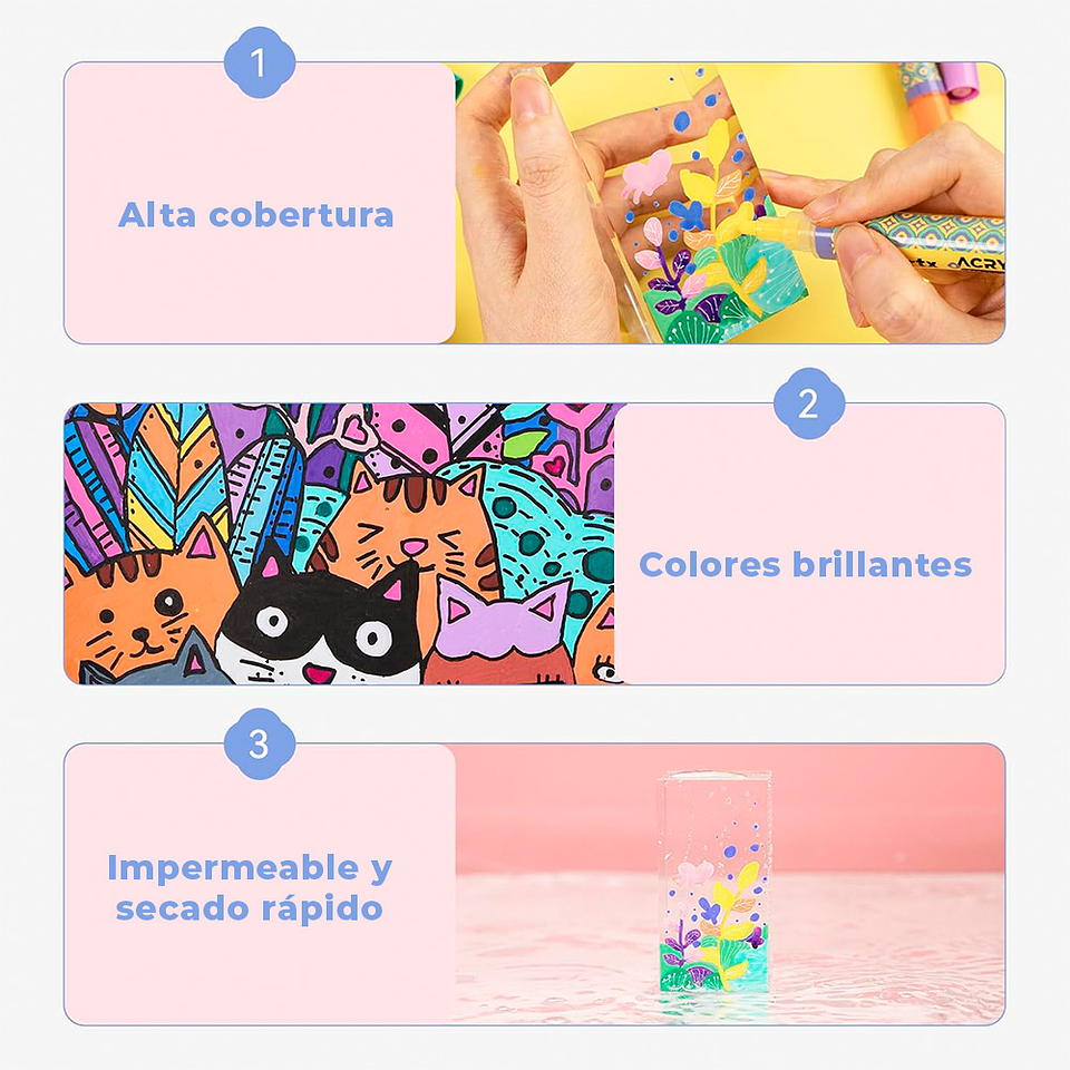 Arrtx Marcadores Acrílicos de 48 Colores (Punta Redonda)  6