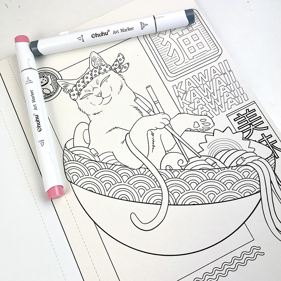 LIBRO KAWAII COLORING BOOK POR POLILLATATTOO 9789564185491 4