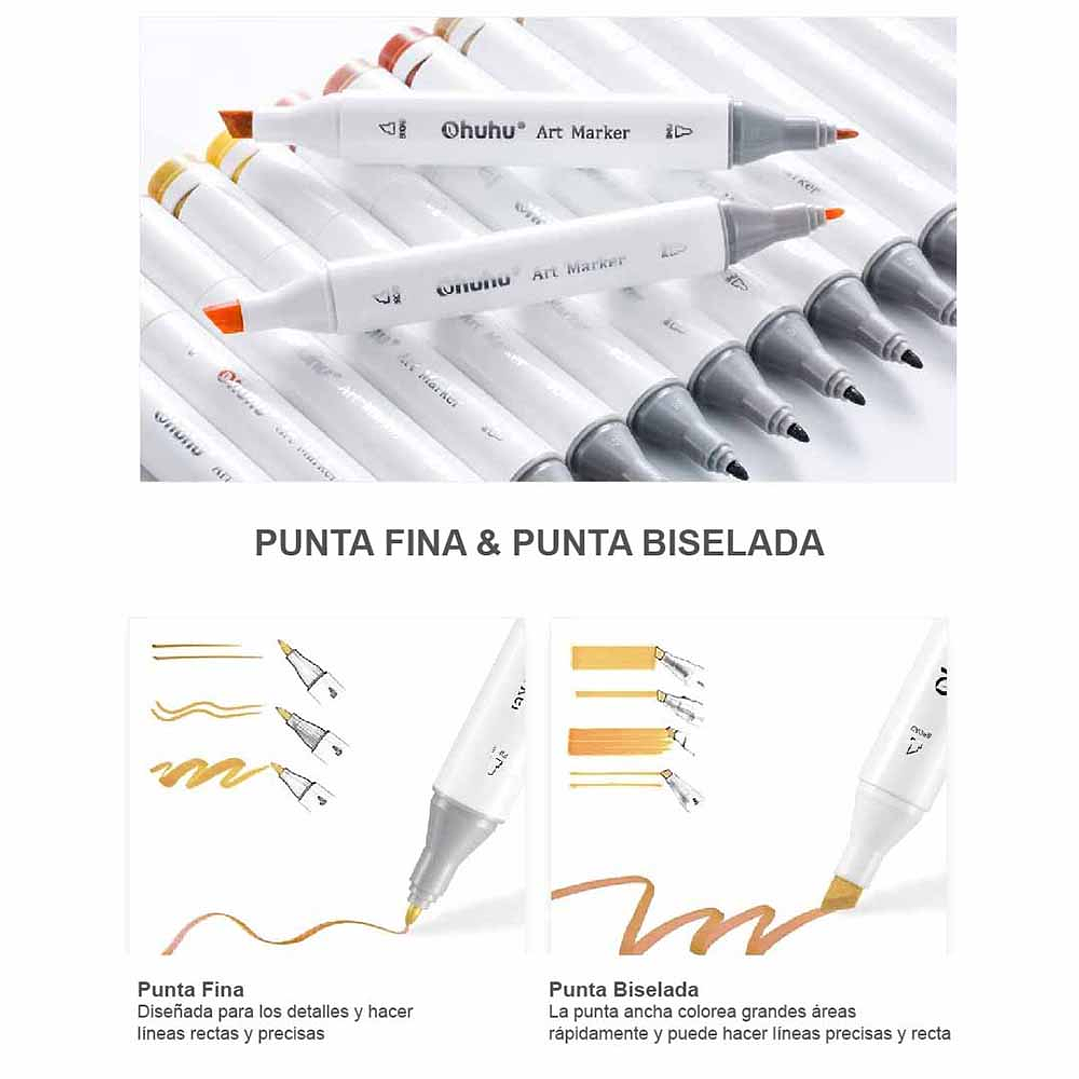 OHUHU 40 MARCADORES DE ALCOHOL + 1 BLENDER FINA & BISELADA 2