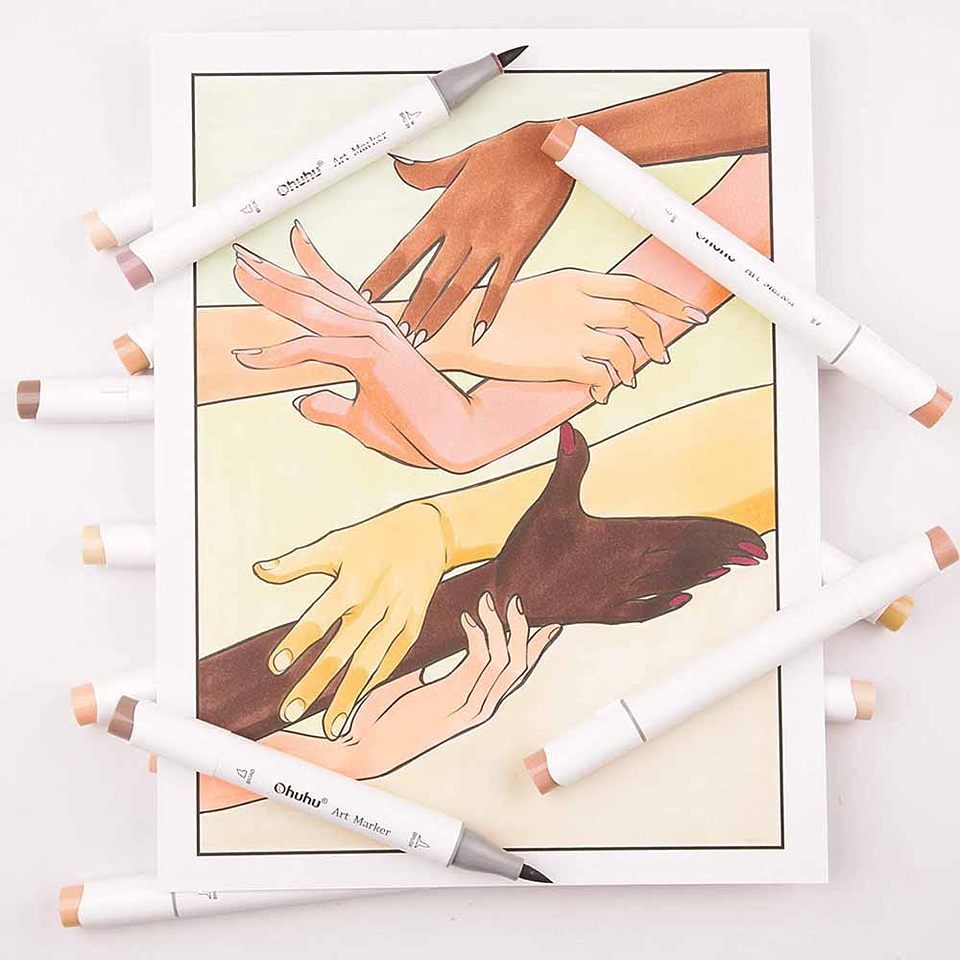 OHUHU 24 MARCADORES DE ALCOHOL PIEL + 1 BLENDER PINCEL & BISELADA 4