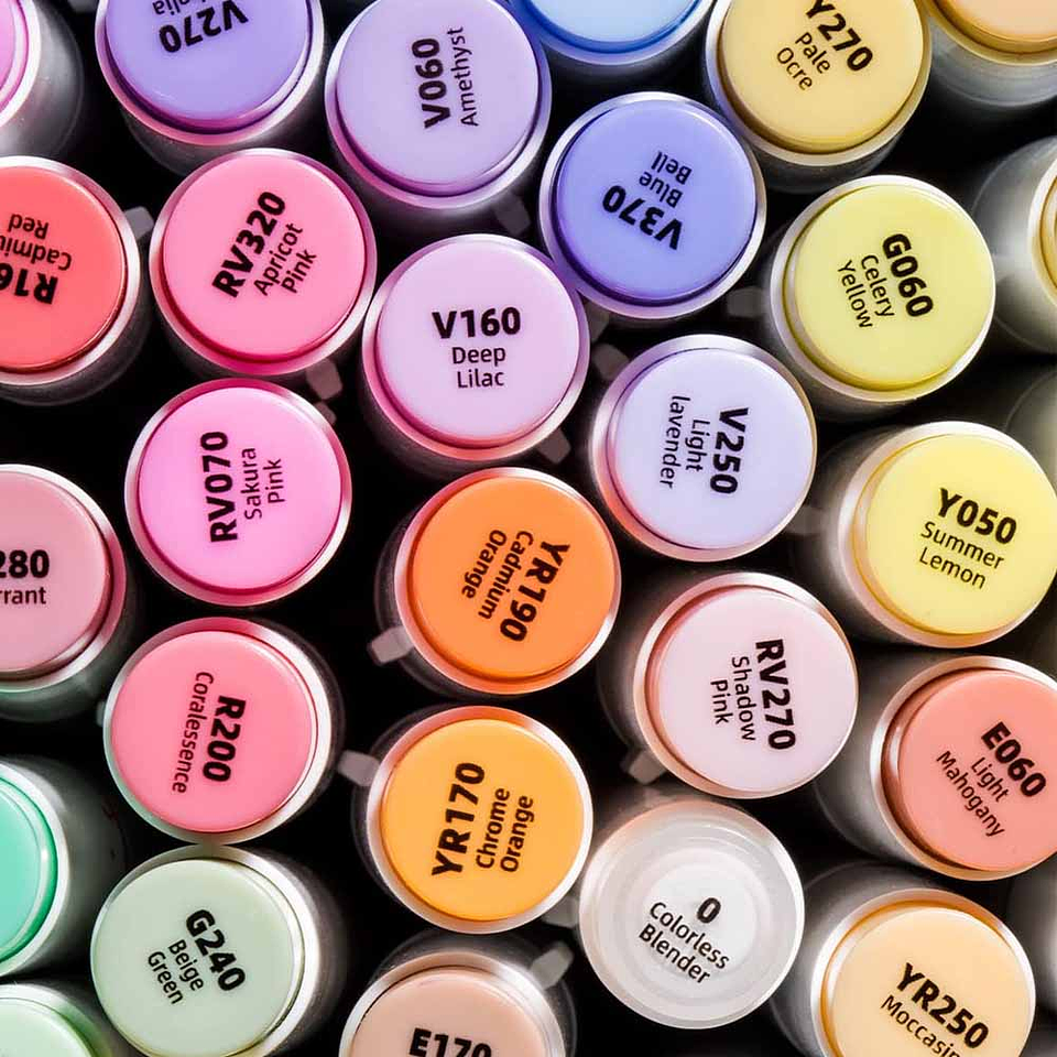 OHUHU 48 MARCADORES DE ALCOHOL TONOS MEDIOS + 1 BLENDER PINCEL & BISELADA 1