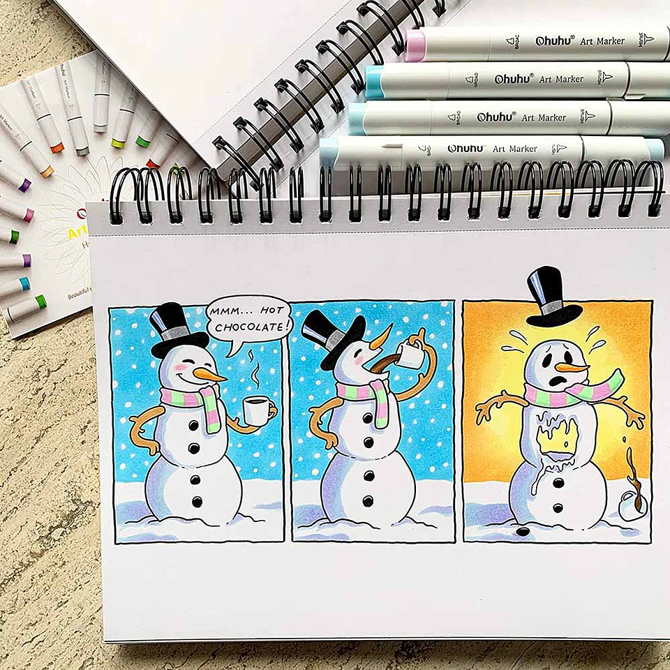 OHUHU 48 MARCADORES DE ALCOHOL PASTEL + 1 BLENDER PINCEL & BISELADA 9