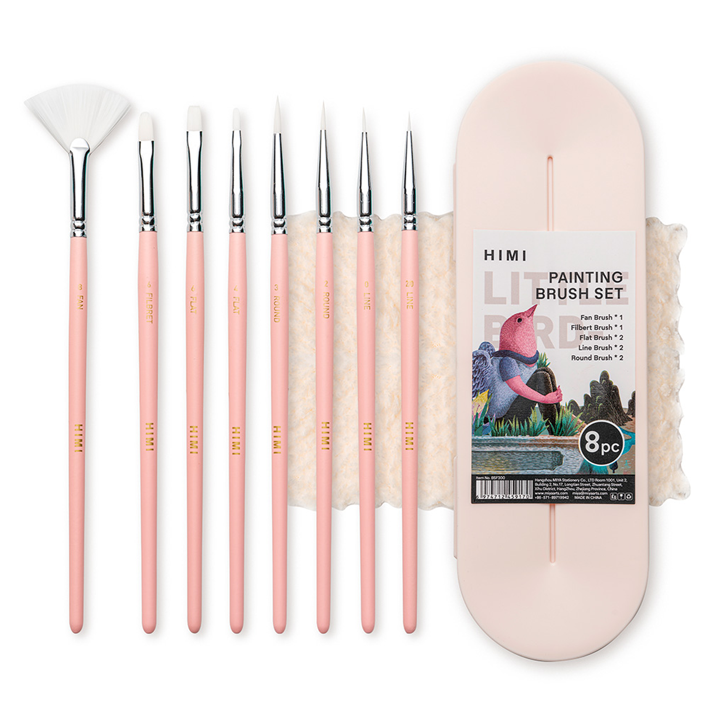 HIMI SET DE 8 PINCELES MULTIFORMA ESTUCHE PINK  1