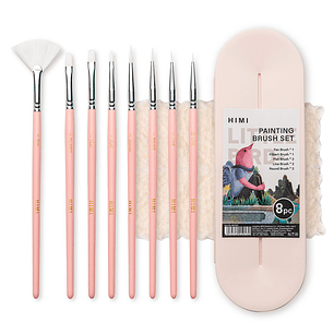 HIMI SET DE 8 PINCELES MULTIFORMA ESTUCHE PINK 