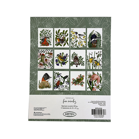 BLOCK PARA ACUARELAS AVES Y FLORA DE CHILE 