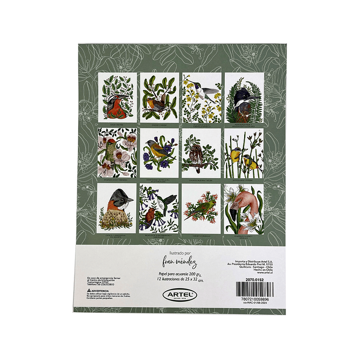 BLOCK PARA ACUARELAS AVES Y FLORA DE CHILE  2
