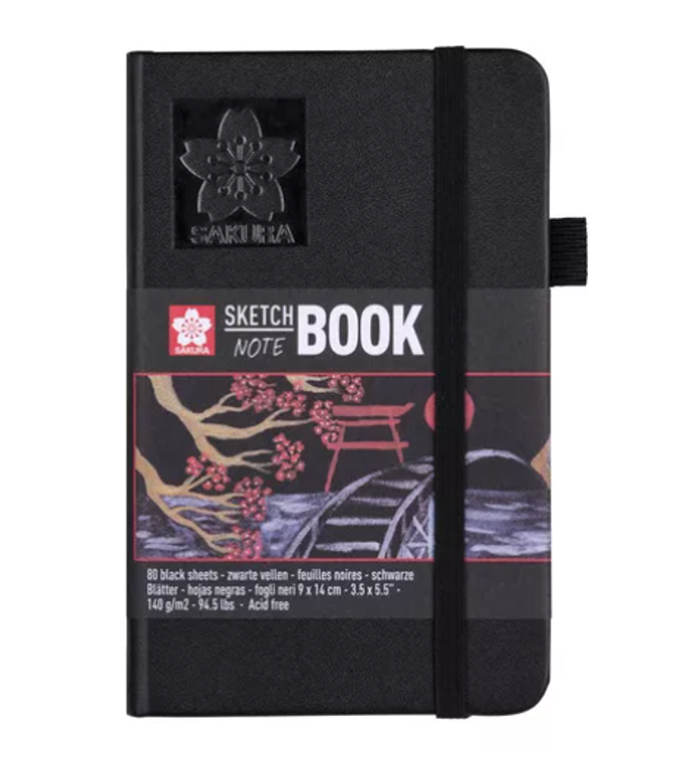 SKETCHBOOK SAKURA HOJA COLOR NEGRO 9X14 CM 140GR 80 HOJAS  2