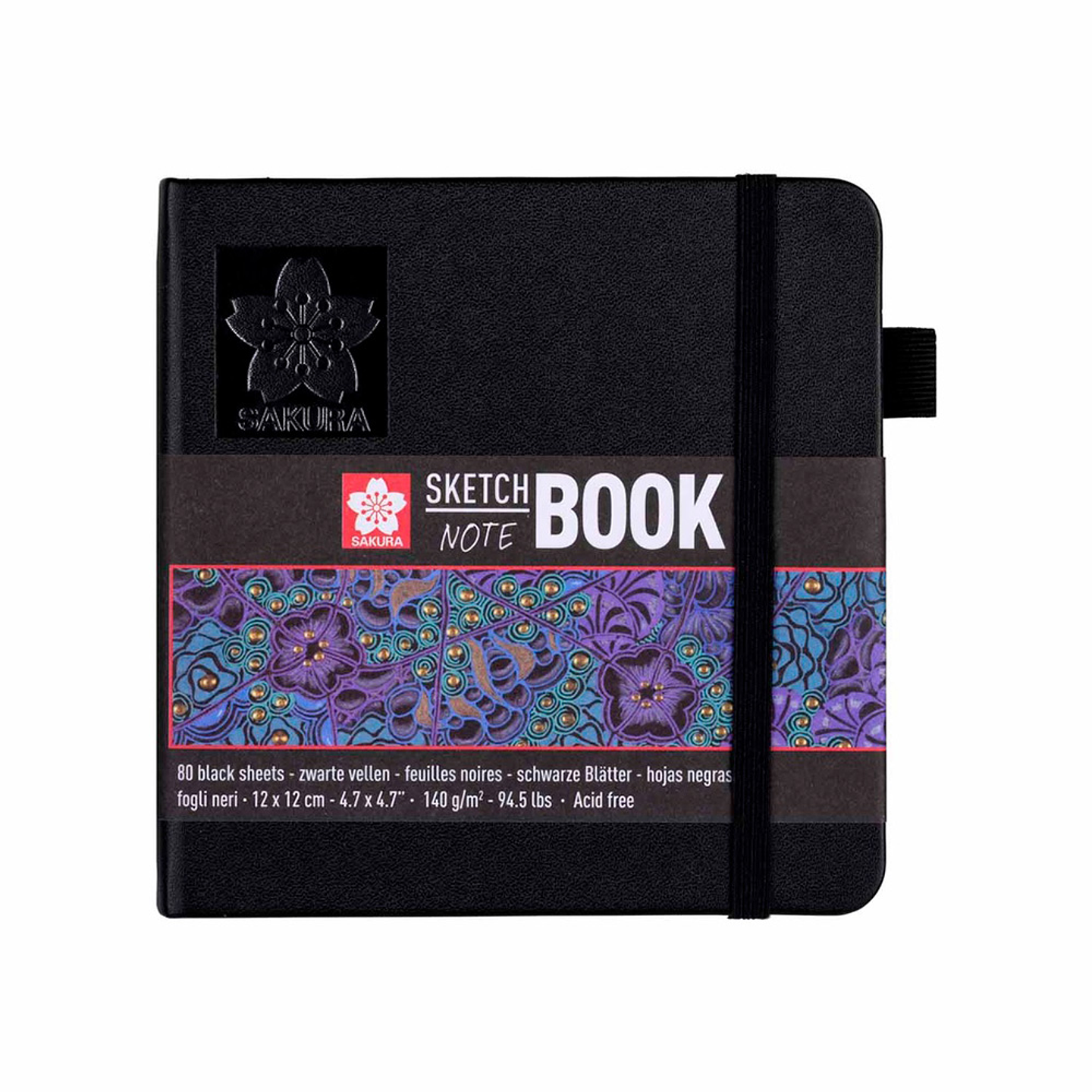 SKETCHBOOK SAKURA HOJA COLOR NEGRO 12X12 CM 140GR 80 HOJAS  2