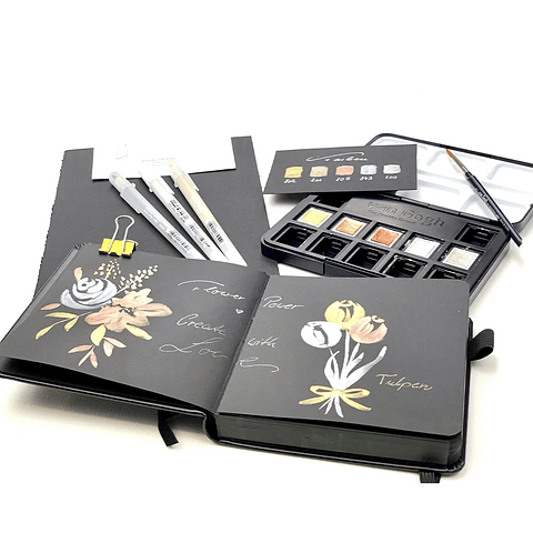 SKETCHBOOK SAKURA HOJA COLOR NEGRO 12X12 CM 140GR 80 HOJAS 