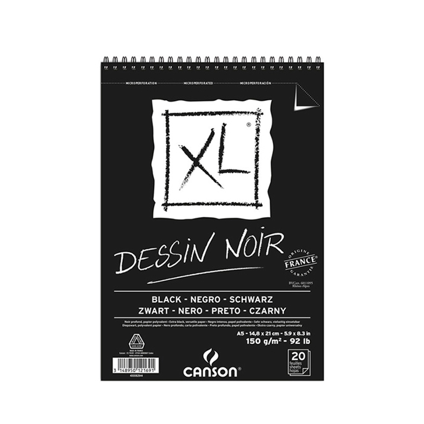 CANSON XL CROQUERA DESSIN NOIR A5 14,8 X 21 CM 20 HOJAS  2
