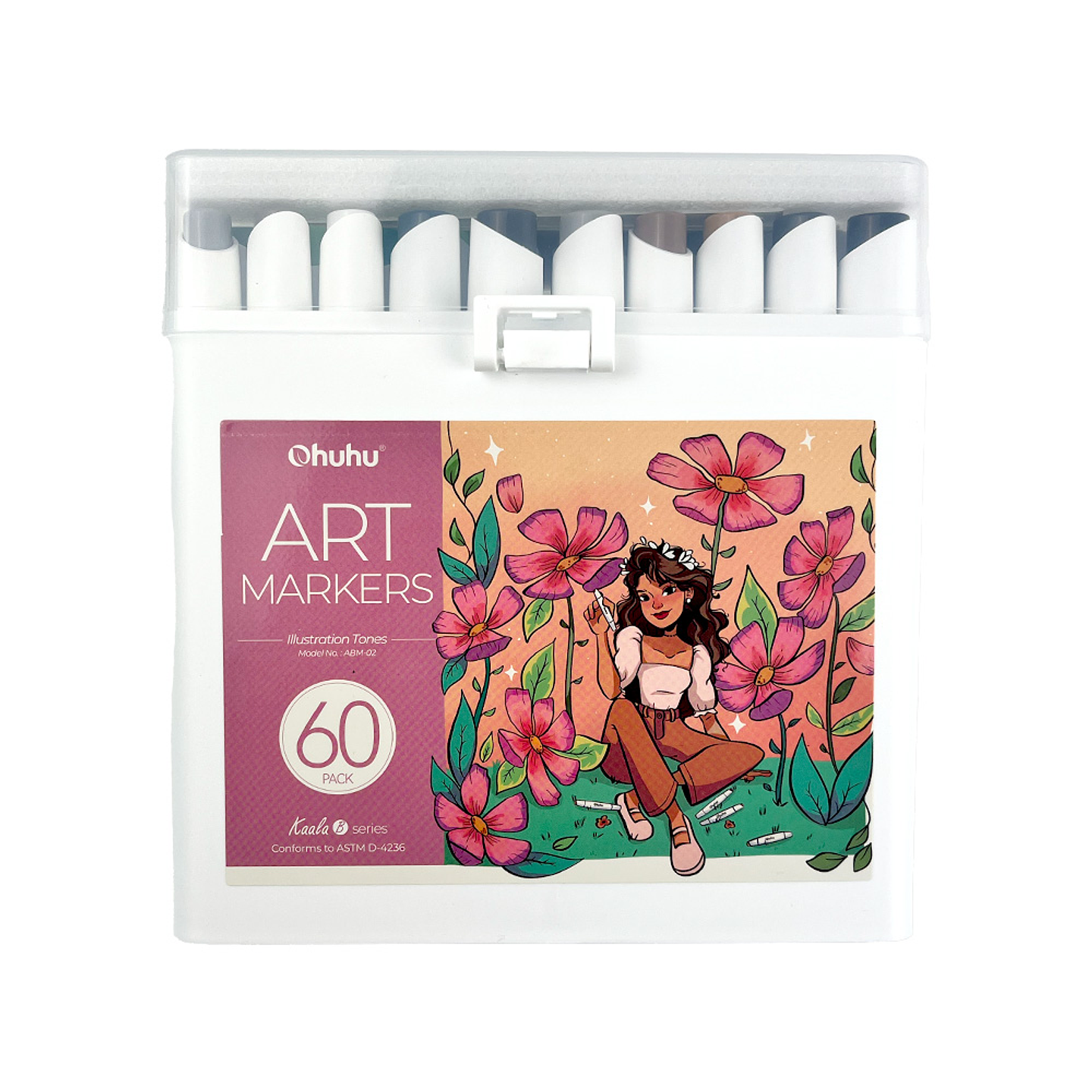 OHUHU 60 MARCADORES BASE ALCOHOL MINI PINCEL Y BISELADA FINA  8