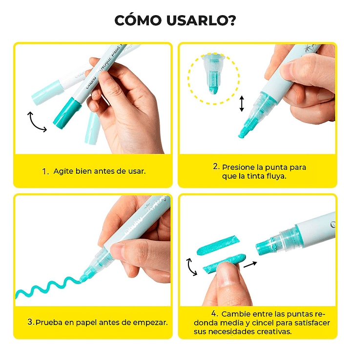 OHUHU 48 MARCADORES ACRÍLICOS 24 COLORES FINA Y REVERSIBLE 3