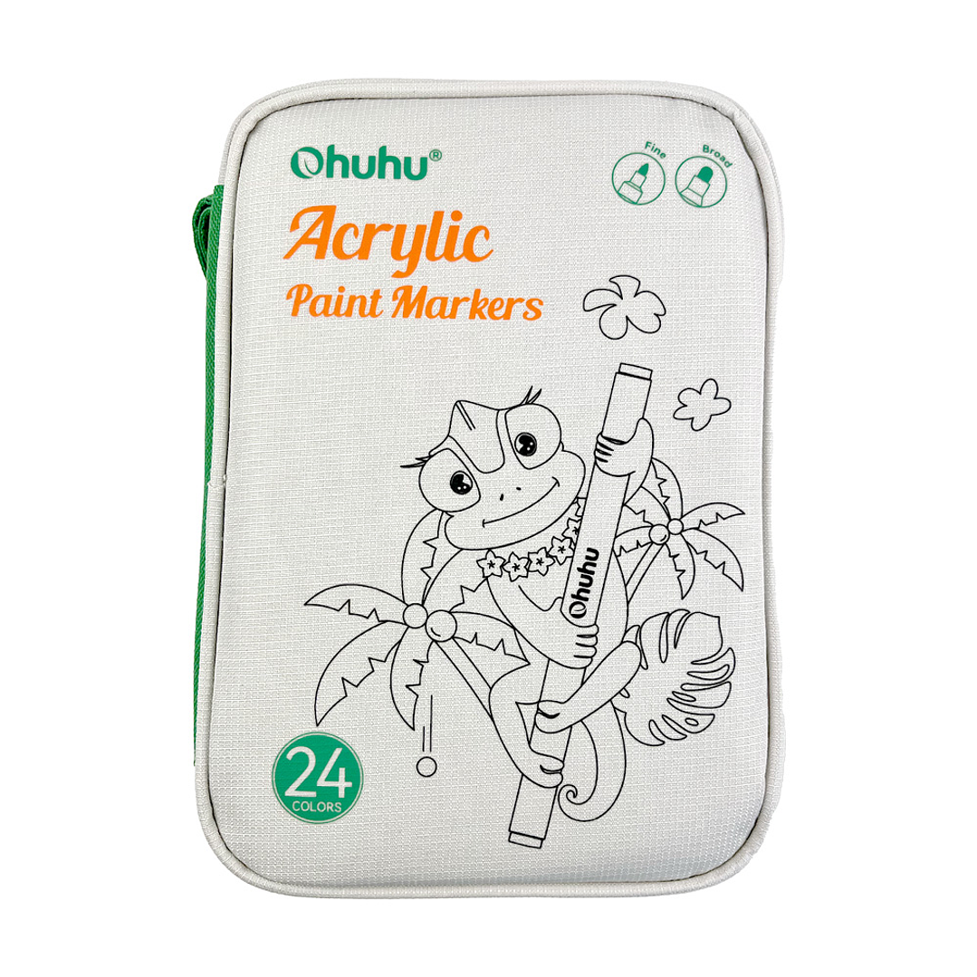 OHUHU 48 MARCADORES ACRÍLICOS 24 COLORES FINA Y REVERSIBLE 7