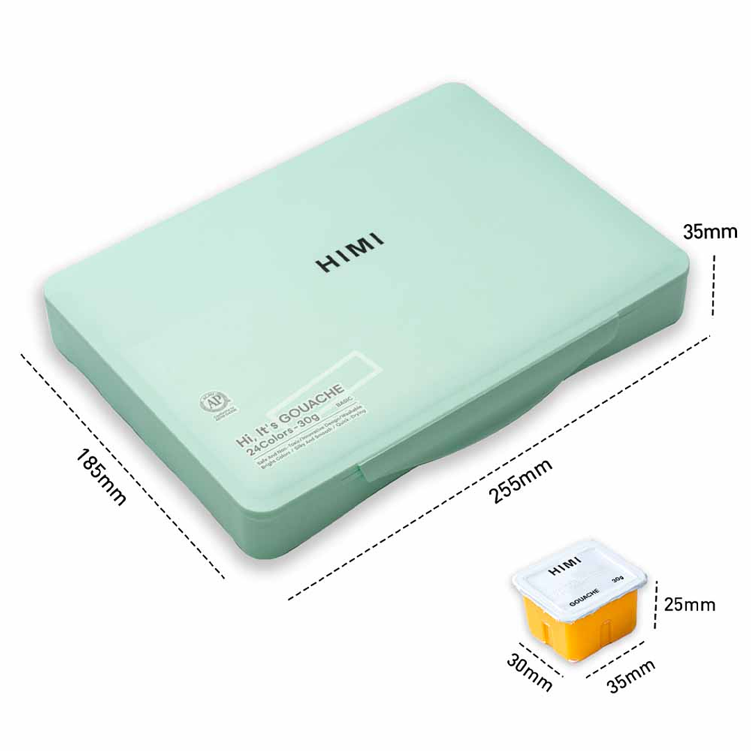 HIMI-MIYA SET GOUACHE 24 COLORES / 30GR  INCLUYE 3 PINCELES (ESTUCHE VERDE) 4