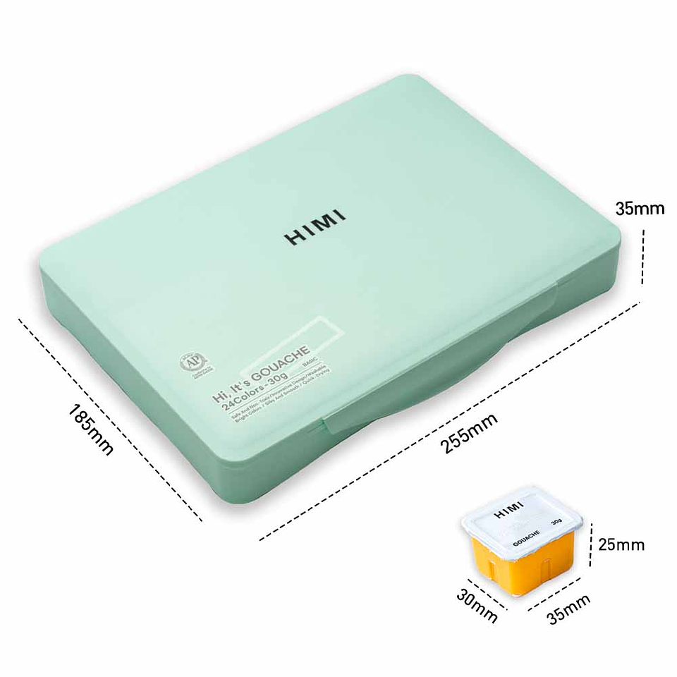 HIMI-MIYA SET GOUACHE 24 COLORES / 30GR  INCLUYE 3 PINCELES (ESTUCHE VERDE) 4